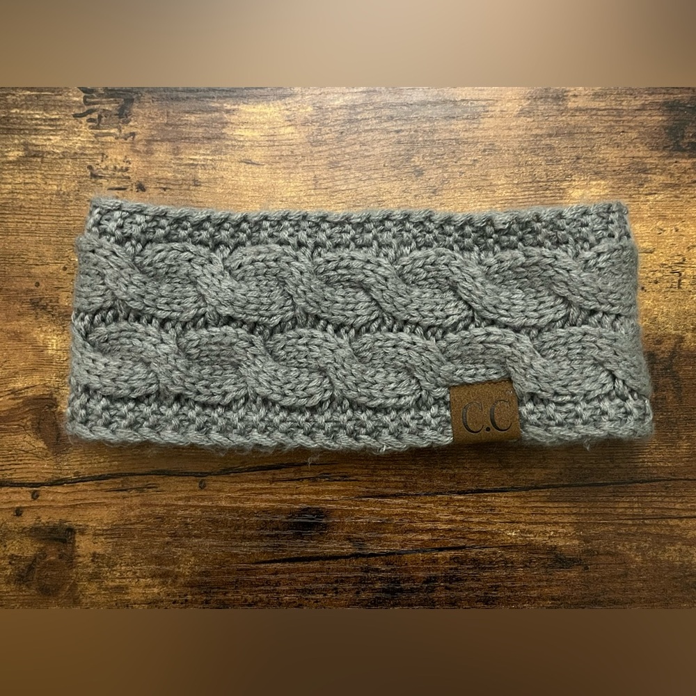 ❤️‍🔥 Gray Cable Knit Headband Head Wrap